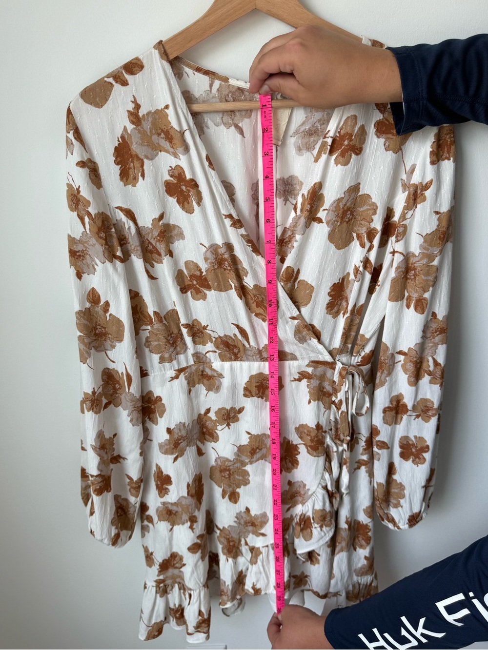 Altr’d State White Floral Wrap Dress with Brown Flower Print - Picture 6 of 7
